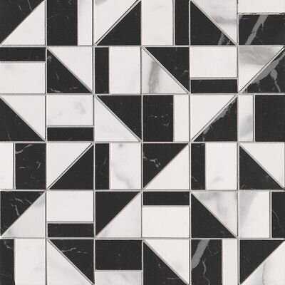 Мозаика FAP Ceramiche fQKN Carrara Superiore-Nero Elegante Slash Mosaico 30.5x30.5