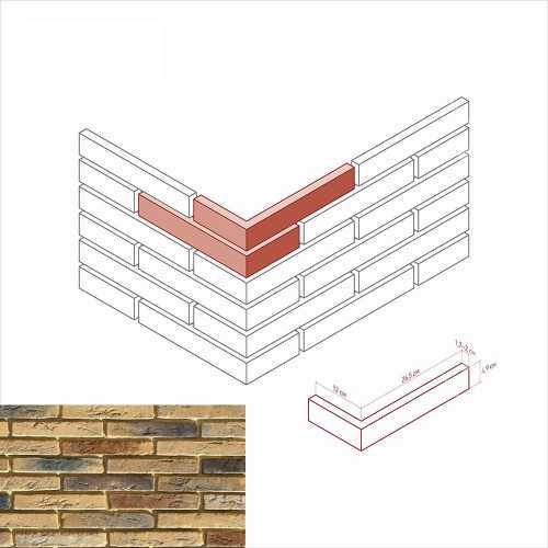 Искусственный камень White Hills 380-45 Остия брик угол 12x26.5x4.9