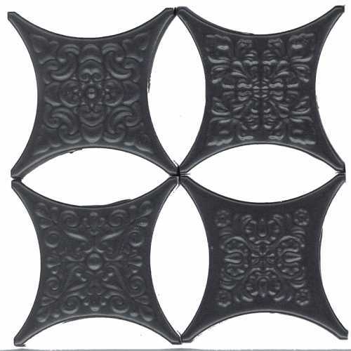 Декоративная вставка Absolut Keramika Estrella Set Core Negro 6.7x6.7 микс