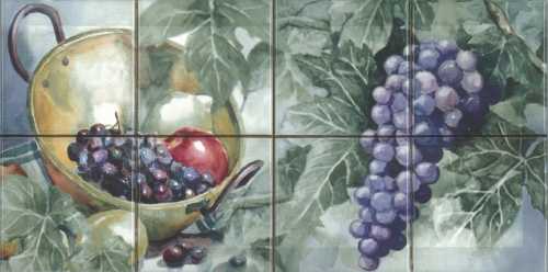 Панно Absolut Keramika Monocolor Composicion Acuarela Uvas 20х40