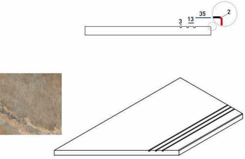 Бордюр Italon 620090000223 DARK BORDO GRIP SX 30x60