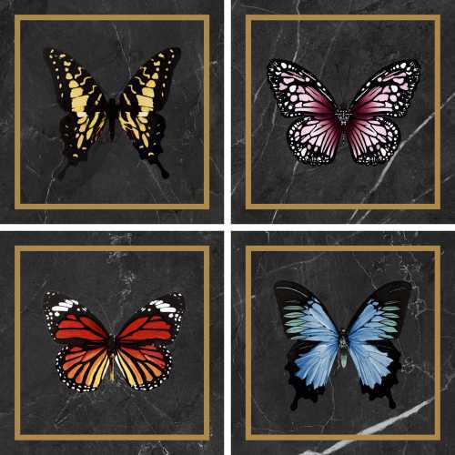 Villeroy&Boch K1222MK9E0 Декор Victorian Butterfly Black-Gold (set 4 pcs) 20х20