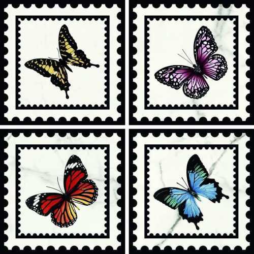 Villeroy&Boch K1222MK0D0 Декор Victorian Butterfly 45 Black-White (set 4 pcs) 20х20