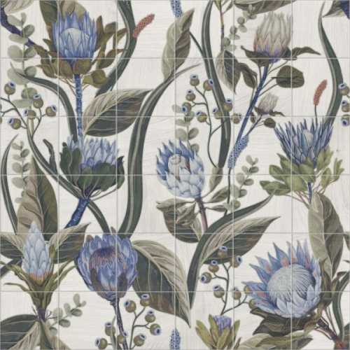 Панно Mainzu Mural Blue Leaves 20x20 (комп/36шт)