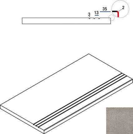 Ступень Italon 620090001033 Grey Bordo Grip 30x60