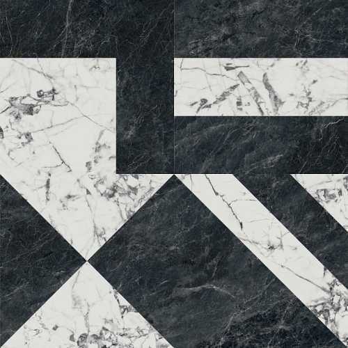 Керамогранит Kerama Marazzi SG013302R Бьянко Неро белый чёрный лаппатированный 119.5*119.5