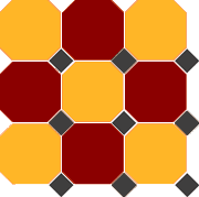 Керамогранит Top Cer 4421/20 OCT14-B Brick Red 20 Ochre Yellow 20 Octagon/Black 14 Dots 30x30 см