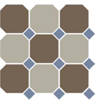 Керамогранит Top Cer 4429+01 OCT11-B Coffe Brown 29 Beige 01 OCTAGON/Blue Cobalt 11 Dots (лист 30х30 9 штук+вставки)