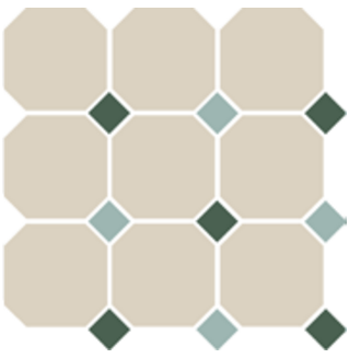 Керамогранит Top Cer 4416 OCT18+13-B White OCTAGON 16/Green 18 + Turquoise 13 Dots (лист 30х30 9 штук+вставки)
