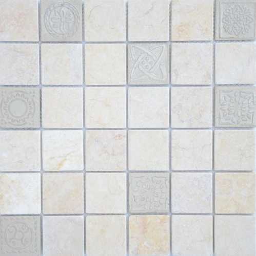 Мозаика Caramelle Mosaic Art Travertino silver MAT 48x48x8 300x300x8