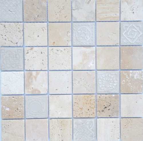 Мозаика Caramelle Mosaic Art Travertino beige MAT 48x48x8 300x300x8
