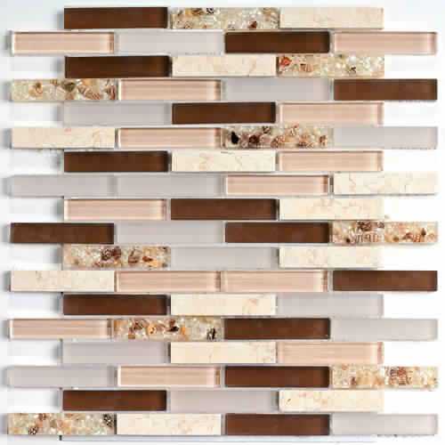 Мозаика Bonaparte Shell Stone (стекло) 15*73 300*300