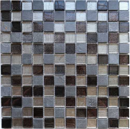Мозаика Caramelle Mosaic Naturelle Alcantara Nero 23x23 30.5x30.5