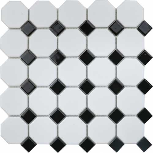 Мозаика StarMosaic Octagon small White/Black Matt (IDLA2575) 29.5х29.5