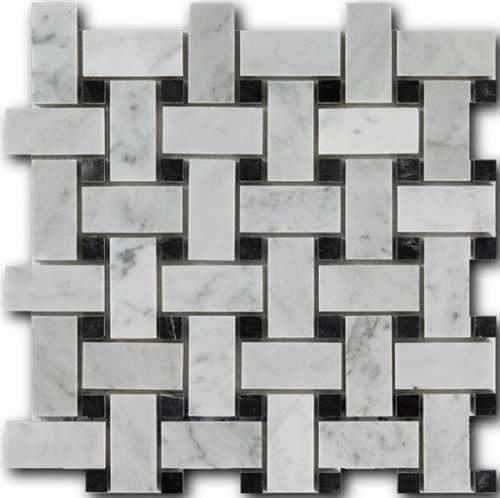 Мозаика Art&Natura Ceramic Bianco Carrara + Nero Marquina 3*6*1 30