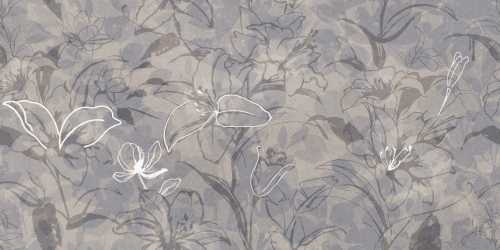 Керамогранит Meissen 17551 Floresta цветы синий ректификат 60x120